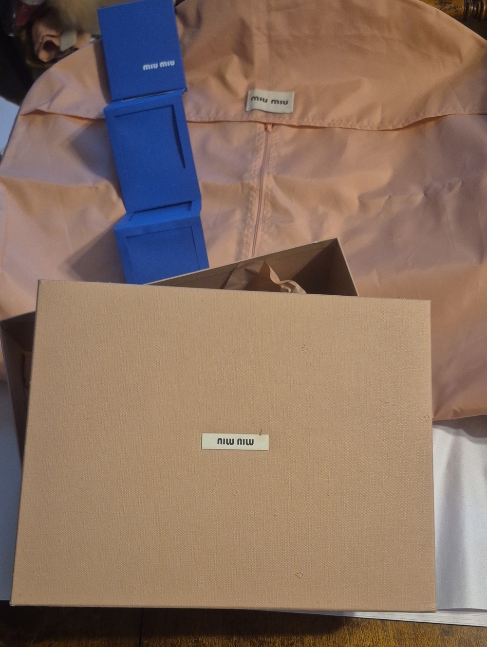 Miu Miu 4 Piece Bundle Pale Blush Garment bag. NWOT